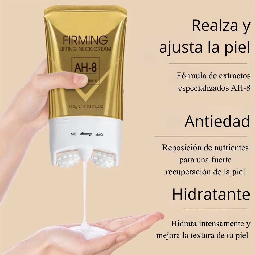 Crema reafirmante de cuello Aryvela con rodillo masajeador