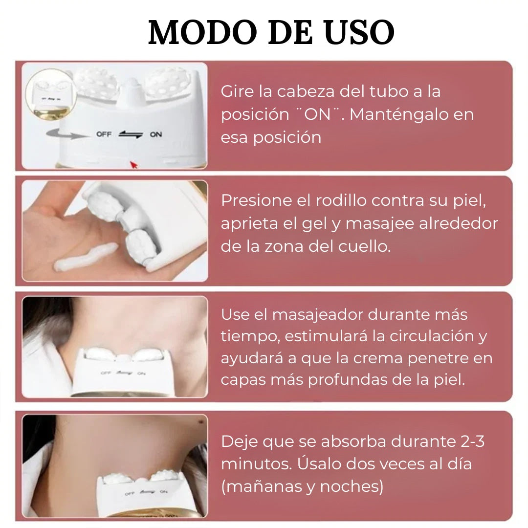 Modo de uso de la crema de cuello con rodillo