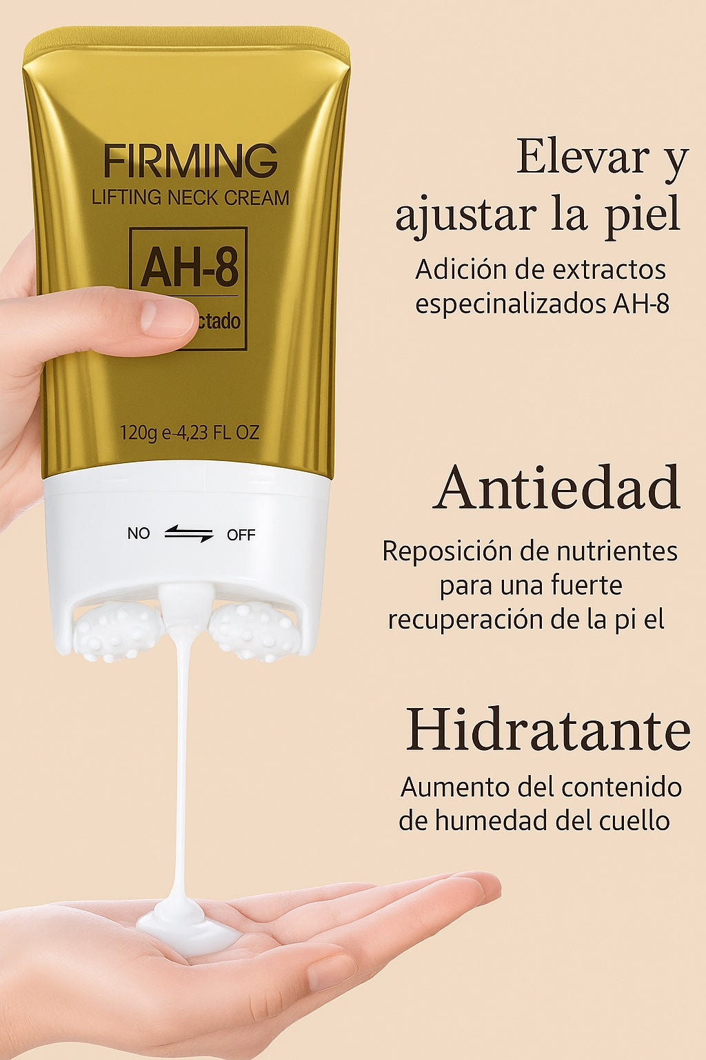 Crema reafirmante de cuello ARYVELA con rodillo masajeador